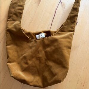 Corduroy Cosmetic Shoulder Pouch in Mustard
